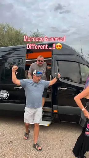 Guests stepping out of a private van during their trip