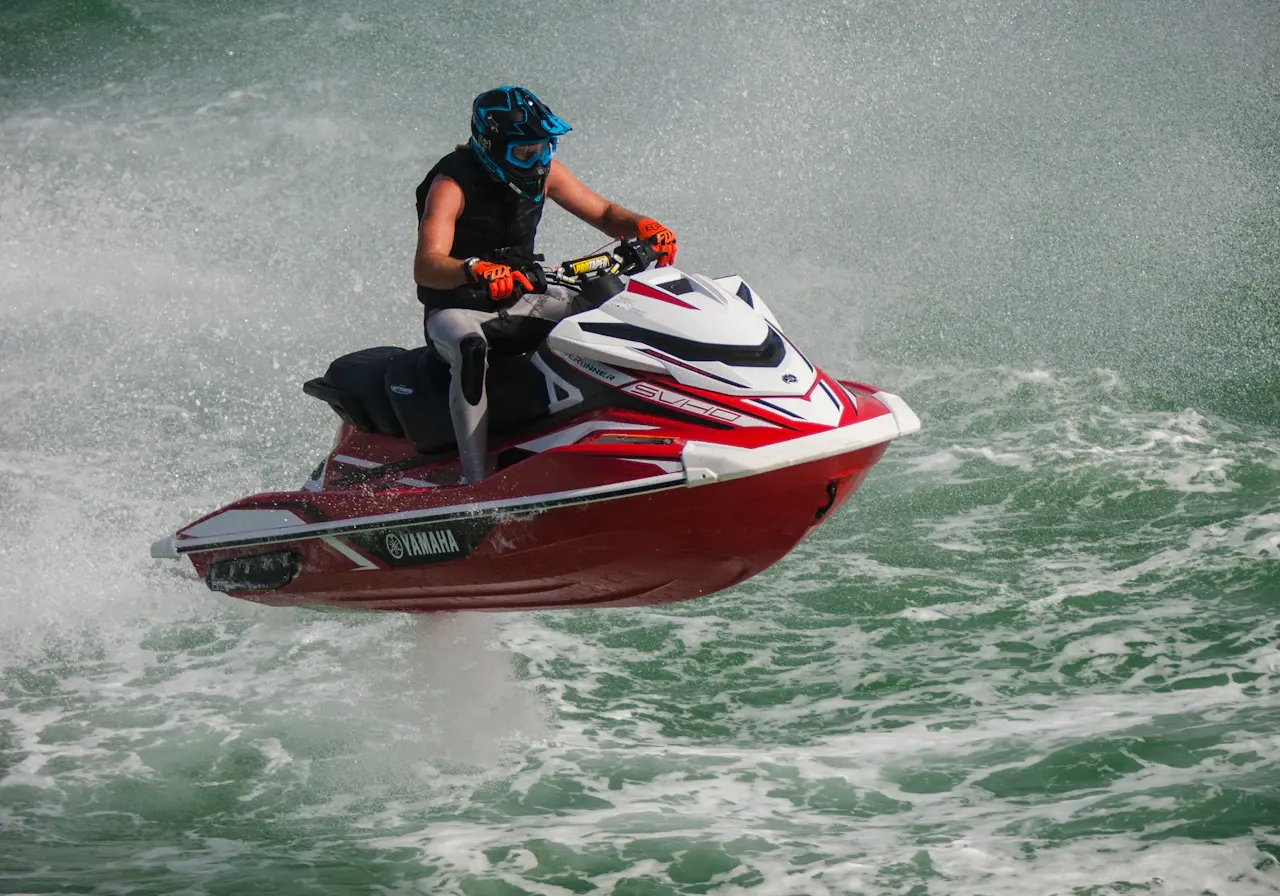 Illustrative jet ski ride on open water