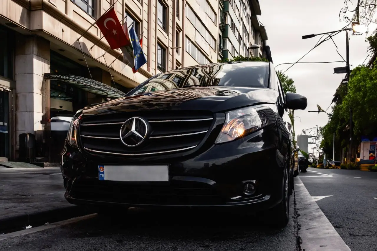 Illustrative Mercedes-Benz van for a group journey